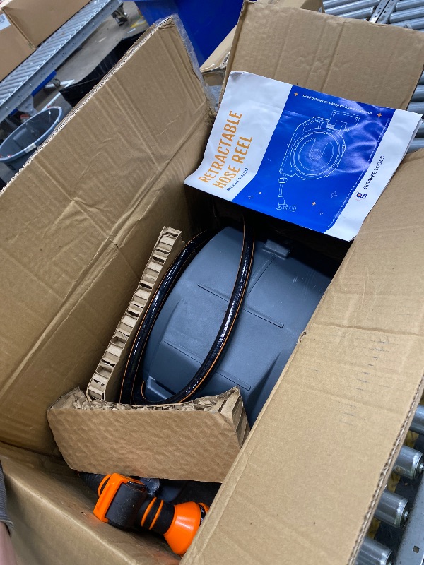 Photo 1 of *Minor damage to cord* Giraffe Tools AW30 Wall Mounted 1/2" x 100 ft Garden Hose Reel, Retractable Water Hose Reel, Automatic Rewind & Lock at Any Length