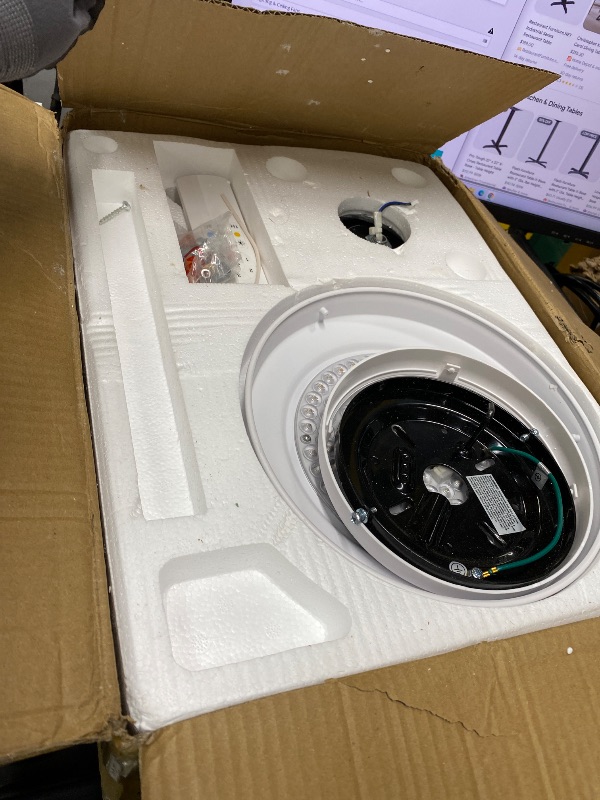 Photo 1 of *Minor damage* Flush Mount Ceiling Fan with Light, 52 Inch, Remote Control, 3CCT Dimmable LED, 6-Speed Silent Reversible DC Motor, Low Profile Hugger Ceiling Fan for Indoor/Outdoor 90-264V 50/60Hz Fresh White