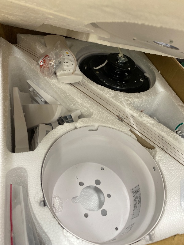 Photo 1 of *Minor damage* Flush Mount Ceiling Fan with Light, 52 Inch, Remote Control, 3CCT Dimmable LED, 6-Speed Silent Reversible DC Motor, Low Profile Hugger Ceiling Fan for Indoor/Outdoor 90-264V 50/60Hz Fresh White