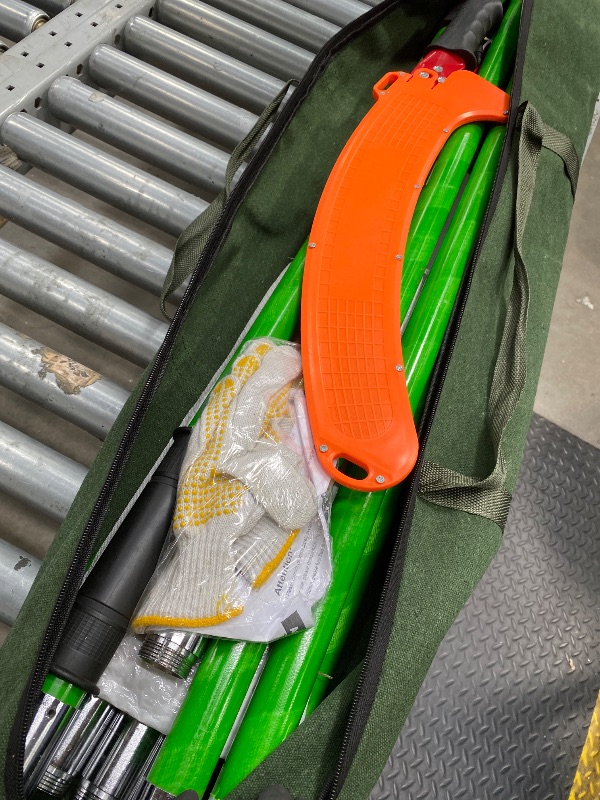 Photo 1 of *Minor damage/dirty* 30 Ft Manual Pole Saw, Extendable Tree Pruner Blade and Scissors Set with 9 Fiberglass Handles, Long Branch Pruner Retractable for Backyard and Garden, Bush Cutting and Pruning of Palm Trees