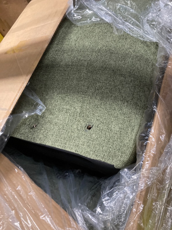View 2 of ***ONE ONLY*** KISLOT Upholstered Dining Chairs with Casters, Wingback Modern Side Armless Desk chair with Rollers for Dining room Bedroom Livingroom Reading Room, Green Fabric
