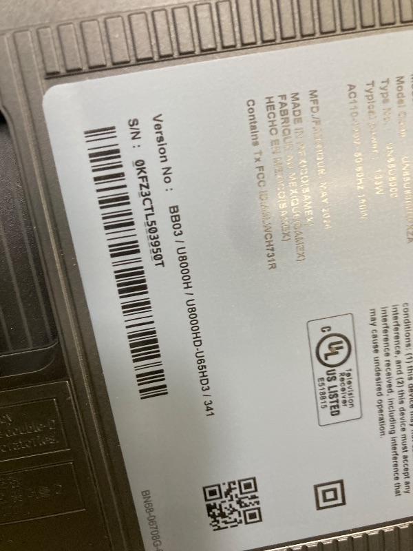 Photo 1 of ** NO RETURNS-NO REFUNDS** Samsung 65-Inch Class U8000H Series Crystal UHD, 4K, Smart TV, 2026 Model