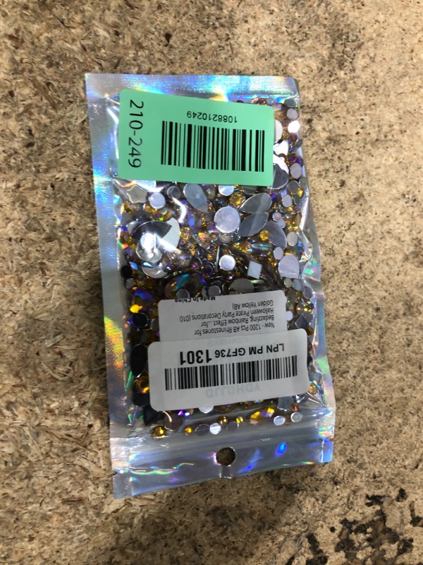 View 2 of 1200 Pcs AB Rhinestones for Bedazzling, Rainbow Effect Craft Gems for Crafting, Flatback Embellishments Gemstone for Halloween Pirate Party Decorations (010 Golden Yellow AB)