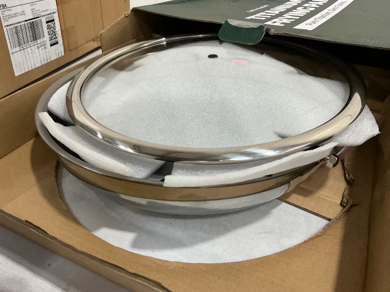 View 4 of 10" Titanium Pan with Lid, 3-Ply Paella Pan for Sautéing & Everyday Cooking