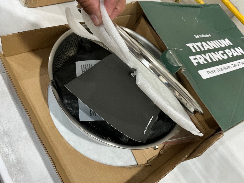 View 3 of 10" Titanium Pan with Lid, 3-Ply Paella Pan for Sautéing & Everyday Cooking