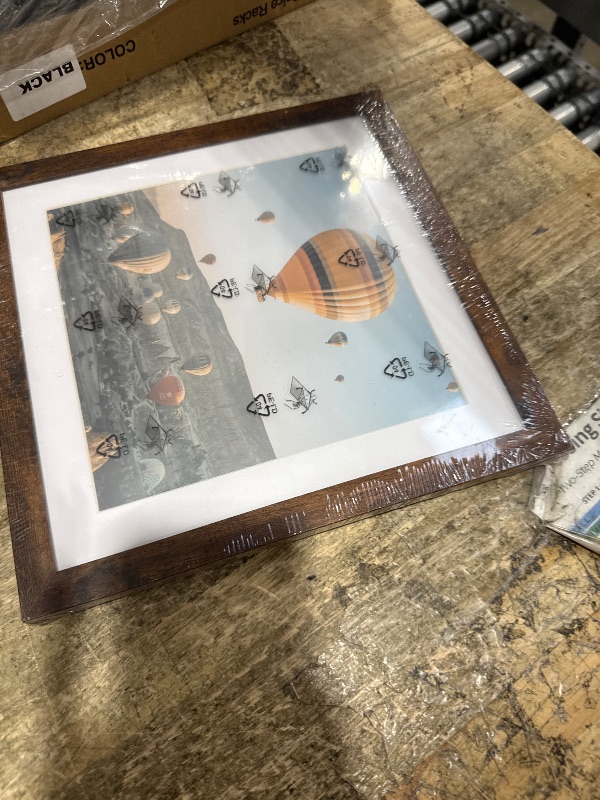 View 2 of **factory sealed** JCJMY 9x9 Picture Frame with Mat, Display 7x7 with Mat or 9 x 9 without Mat, Wood Square 9 by 9 Photo Frames for Wall Hanging or Tabletop, 1 Pack, Deep Brown