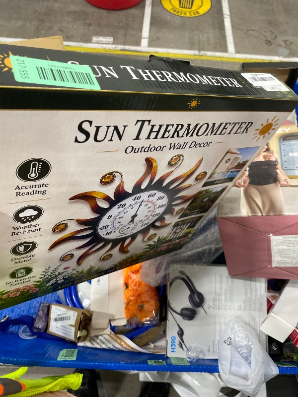 View 2 of 13" Sun Outdoor Thermometer Hygrometer, Metal Wall-Mounted Thermometer