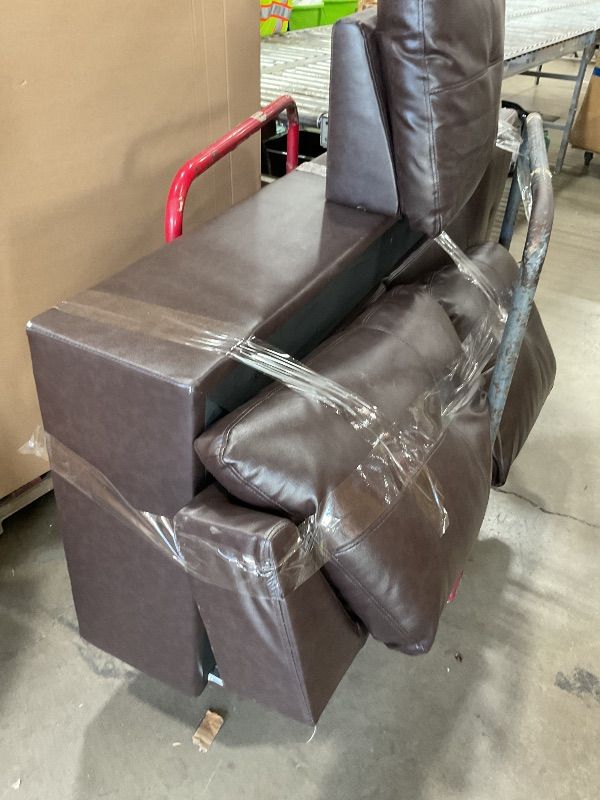 View 4 of ** not complete set**Topcomfy Leather right chaise Brown**missing main pcs. and ottoman