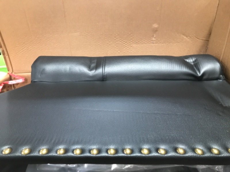 View 2 of *** CHECK COMMENTS***    KEIKI 3-Piece Chesterfield Sofa Set with 1 Faux Leather 3-Seater Sofa & 1 Loveseat & 1 Single Sofa, 6-Seater Couch Set with Nailhead Trim & Rolled Arms & 1 Ottoman & 6 Pillow, for Living Room, Black