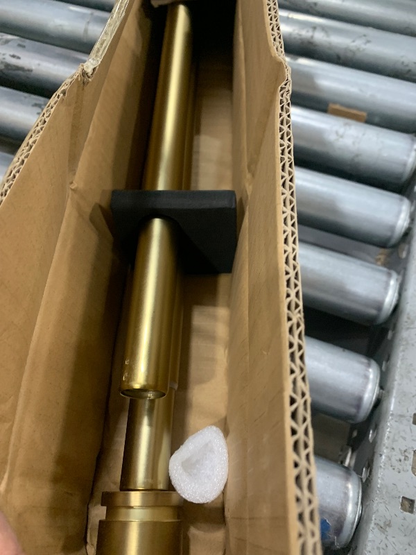 View 3 of 1 1/8 Inch Diameter Curtain Rods72 to 144 Inches(6-12ft), Telescoping Heavy Duty Large Drapery Rod with Adjustable Aluminum Alloy Bracket, Solid End Caps for Windows Patio Decoration, Brushed Gold