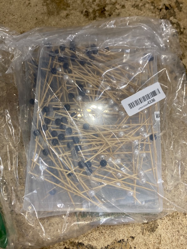 View 2 of 120ct Black & White Pearl Cocktail Picks for Graduation, NYE Party Decor