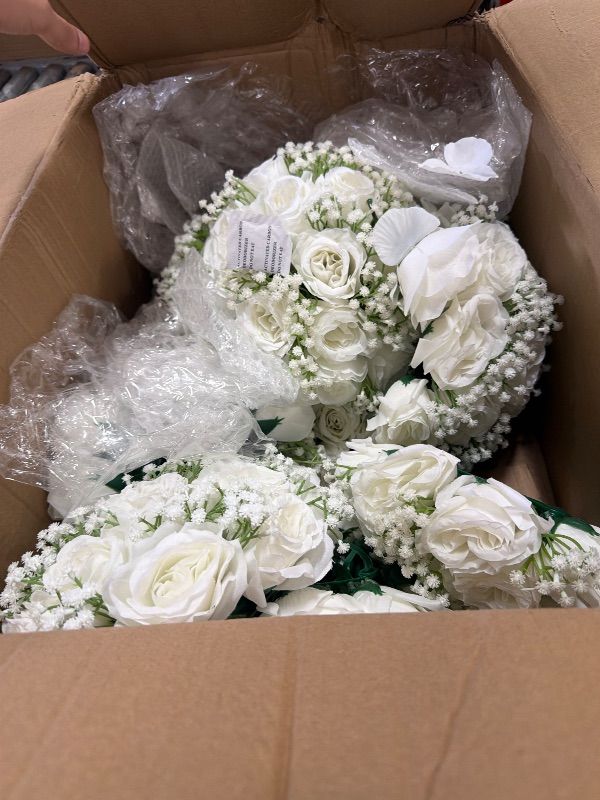 View 2 of ** only comes with eight **
NUPTIO White Artificial Flower Balls, 10 Pcs Large