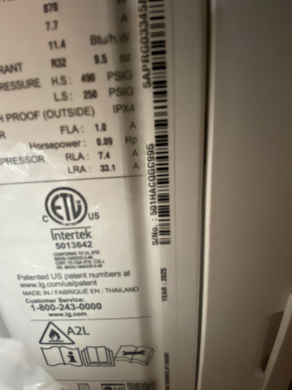 View 3 of **PARTS ONLY** LG 10,000 BTU Window Air Conditioner
