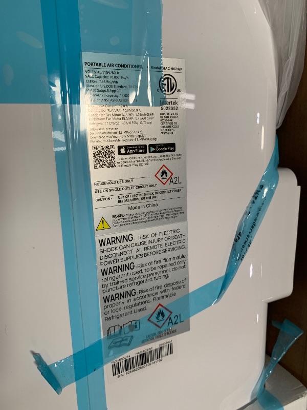 View 4 of 14,000 BTU Portable Air Conditioner with WiFi & Remote Control, Cools Up to 700 Sq.Ft, Auto-Evaporation Low Noise Portable AC Unit for Large Room, Office, Garage, White