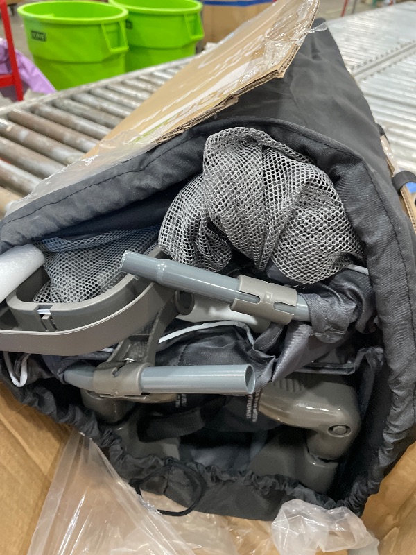 View 3 of **Cut by boxcutter** Pamo Babe Pack and Play with Bassinet Magic Fold Playard 1 Step Set Foldable Playpen Baby Playard with Changing Table Portable Playpen Grey