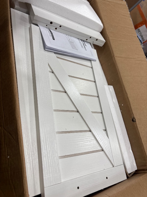 View 4 of *** Check comments***. this ALLSTAND 63" Farmhouse Floating TV Stand - White