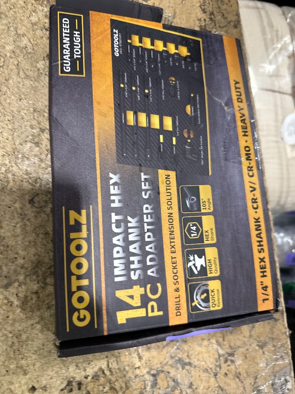View 2 of 14PC Impact Socket Adapter Set, 1/4",3/8",1/2" Square Drive Socket Adapter,Quick-Release & Magnetic Drill Bit Extension,Swivel & Right Angle Drill Accessories (Yellow-2026)