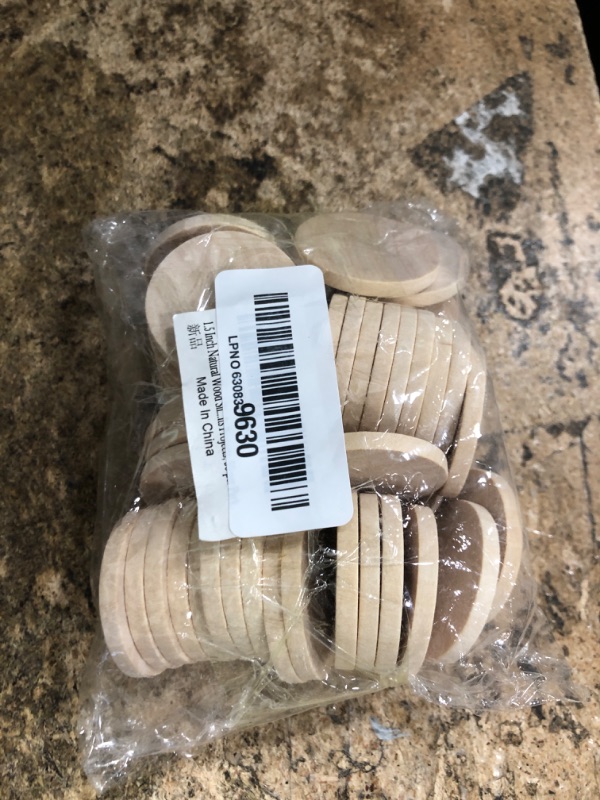 View 2 of 1.5 Inch Natural Wood Slices Unfinished Round Wood Coins, 50 per Pack