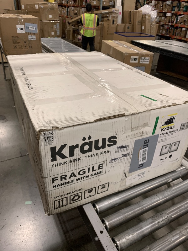 Photo 1 of Kraus KGD-433BWHITE Quarza 33" Granite 50/50 Double Bowl Kitchen Sink