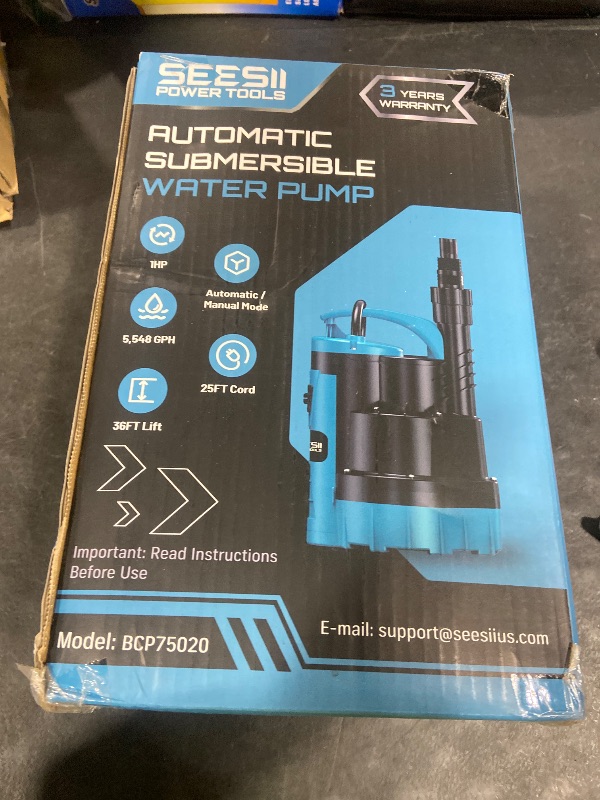 Photo 1 of Seesii 1HP Automatic Submersible Water Pump, 5548 GPH