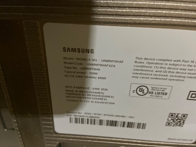 Photo 1 of Samsung 85" M70H Series QLED 4K Smart TV