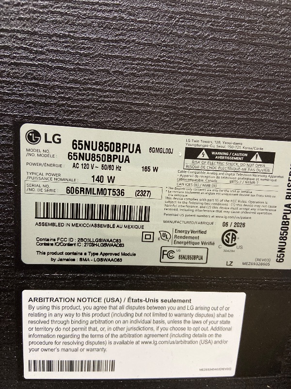 Photo 1 of LG 65-Inch Nano AI 4K Smart TV