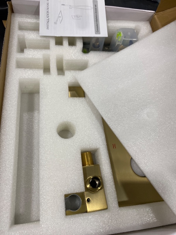 View 2 of JingGang Brushed Gold Shower System - 12 Inch Rain Shower Head