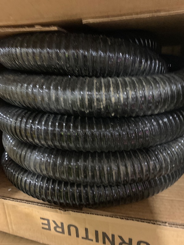View 3 of Pond Hose 2"ID × 25ft Black Corrugated Flexible Pump Tubing & 2 Clamps