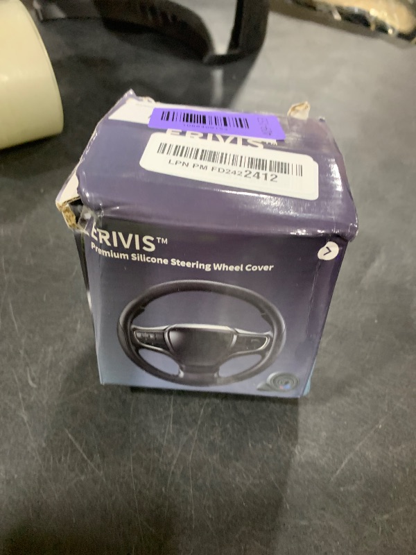 View 2 of Erivis Nappa Leather Steering Wheel Cover 14.5-15 Inch
