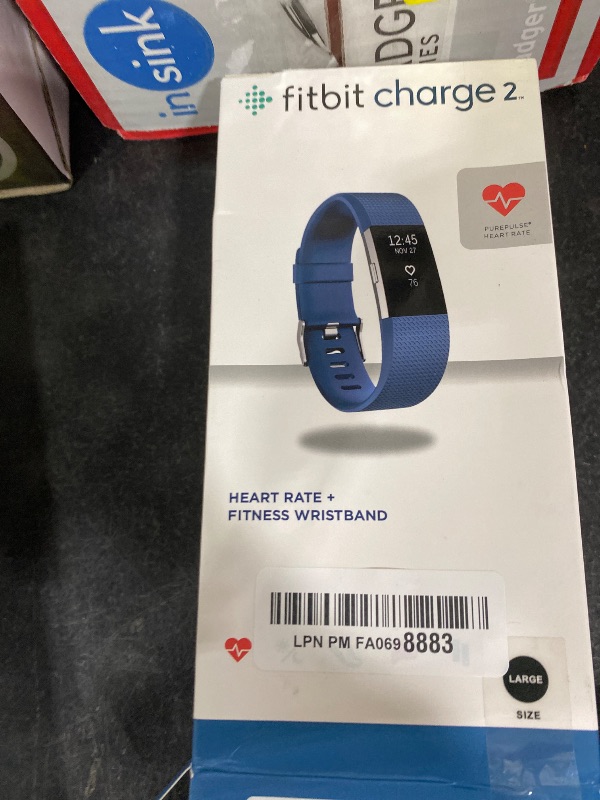 View 2 of Fitbit Charge 2 Heart Rate + Fitness Wristband, Blue, Large