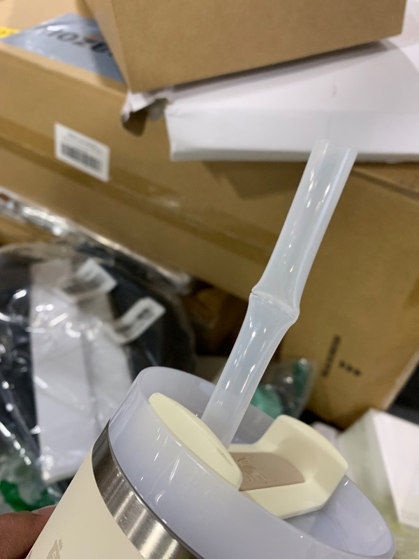 View 3 of STANLEY Quencher H2.0 Flow State Tumbler, 30 oz, Cream 2.0(straw damage)