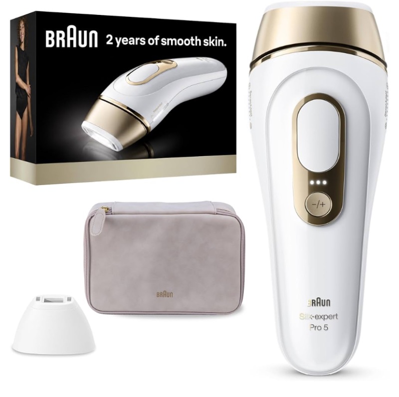 Photo 1 of Braun IPL, Silk·Expert Pro 5, IPL Hair Removal for Women and Men, Permanent Laser Hair Reduction At-Home, 2 Heads, Pouch, IPL5137