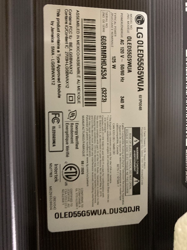 Photo 1 of LG 55-Inch OLED evo AI 4K G5 Series Smart TV (OLED55G5WUA, 2025)