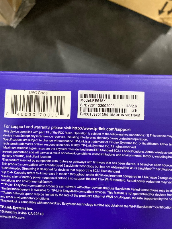 Photo 1 of TP-Link RE615X AX1800 WiFi 6 Range Extender
