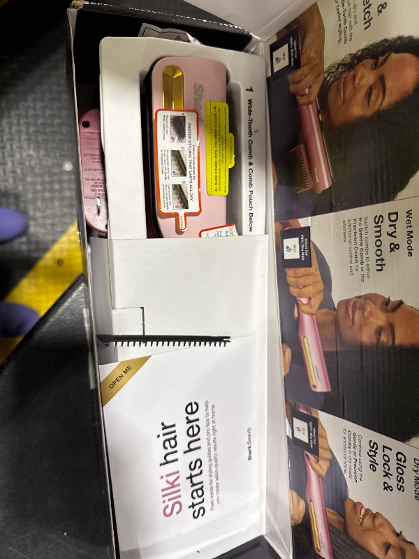 View 3 of Shark SilkiPro Air Straightener & Blow Dryer, Flat Iron, Rose, HT400PK