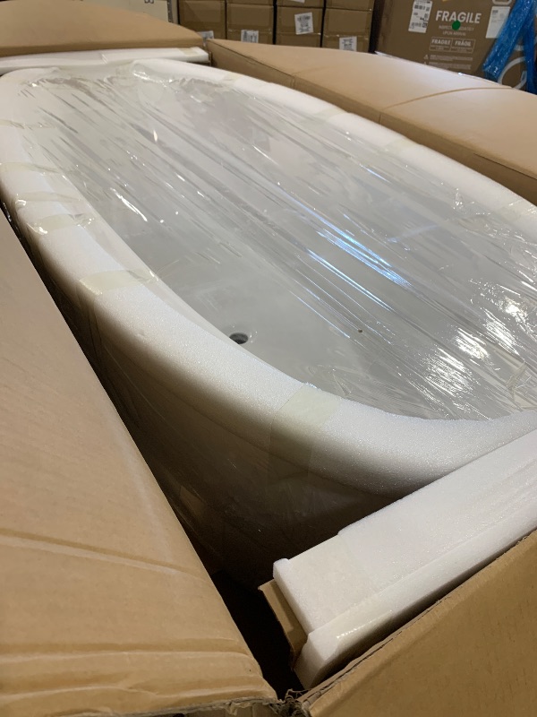 View 3 of 67" Free Standing Tub, Pure Acrylic Freestanding Bathtub, Stylish Stand Alone Tub, Contemporary Deep Soaking Bath Tub, cUPC Certified (Glossy White)