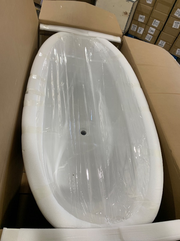 View 2 of 67" Free Standing Tub, Pure Acrylic Freestanding Bathtub, Stylish Stand Alone Tub, Contemporary Deep Soaking Bath Tub, cUPC Certified (Glossy White)
