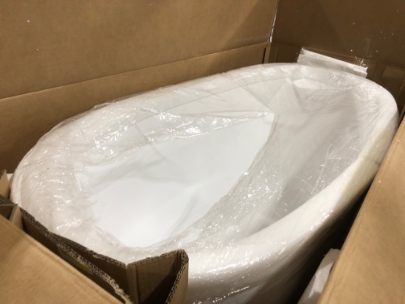 View 4 of 67" Free Standing Tub, Pure Acrylic Freestanding Bathtub, Stylish Stand Alone Tub, Contemporary Deep Soaking Bath Tub, cUPC Certified SY9970 (Glossy White)
