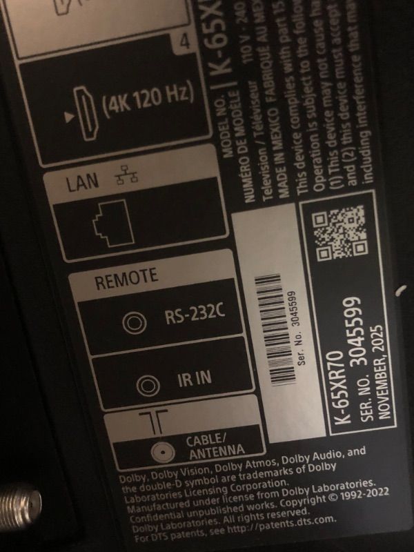 View 5 of Sony 65 Inch BRAVIA 7 Mini LED QLED 4K HDR Smart Google TV (K-65XR70)