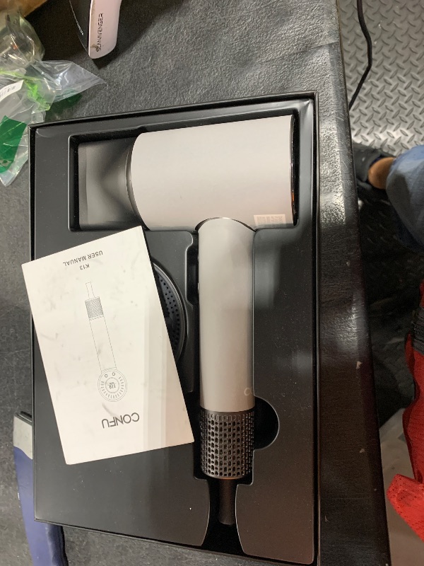 View 2 of CONFU Hair Dryer, 110000 RPM, Ionic, Magnetic Attachments, Grey