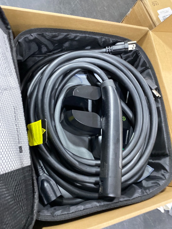 View 2 of Level 2 & Level 1 Mobile Charger for Tesla-ETL Listed,12/16A J3400 NACS Connector,110/240V Electric EV Car Charging with NEMA 6-20P to 5-15P Adapter,25ft Extension Cords, for All Tesla Model Y/3/S/X