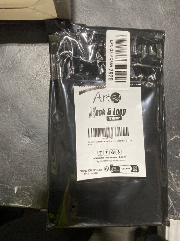 View 2 of Art3d Hook and Loop Tape Strips, 1" x 4", Black, 16 Sets