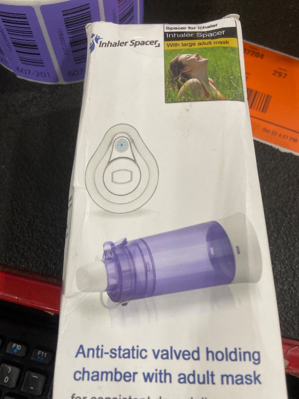 View 2 of Inhaler Spacer for Adults, Nessi OTC Spacer, Spacer for Inhaler with Silicone Mask, Anti-Static Chamber & Exhalation Valve, Easy to Use & Clean