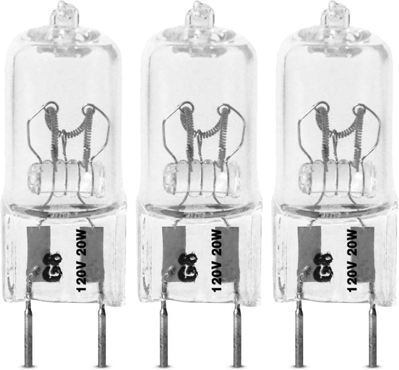 Photo 1 of Feit Electric 20-Watt Xenon Halogen Light Bulb, Dimmable, 3000K Bright White, G8 Bi-Pin Base, 170 Lumens, 90+ CRI, Cool & Long-Lasting for Under Cabinet, Accent, Display, & Task Lighting, 3-Pack