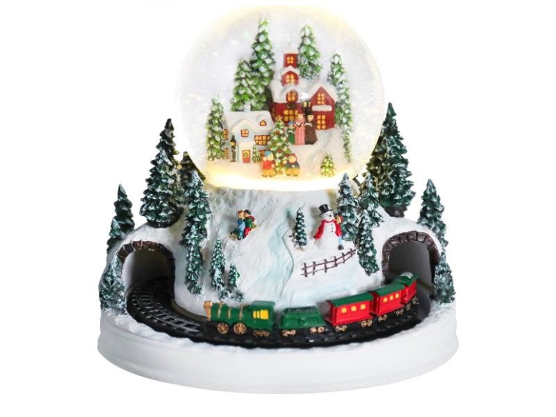 Photo 1 of MUMTOP Christmas Snow Globes, Automatic Train Snow Globes with Musical Battery Operated LED Lights Glittering Music Water Globe Winter for Holiday Home Indoor Christmas Decor
