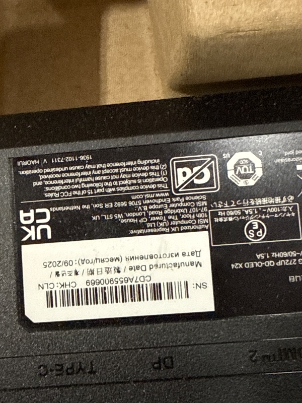View 3 of ***Parts Only*** MSI MAG 272UP QD-OLED X24 27" 4K Gaming Monitor