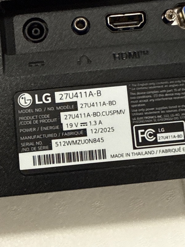View 3 of ***Parts Only*** LG 27U411A-B 27-inch Full HD (1920 x 1080) IPS Computer Monitor, 120Hz, HDR10, Reader Mode, Flicker Safe, HDMI, Slim Stand Base, Black