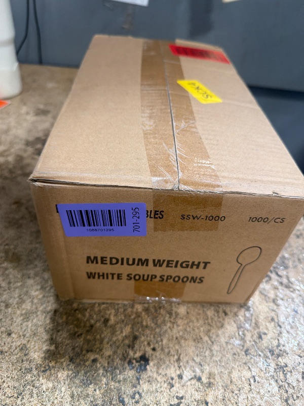 View 2 of 1,000 Plastic Disposable Soup Spoons Bulk White Medium Weight Disposable