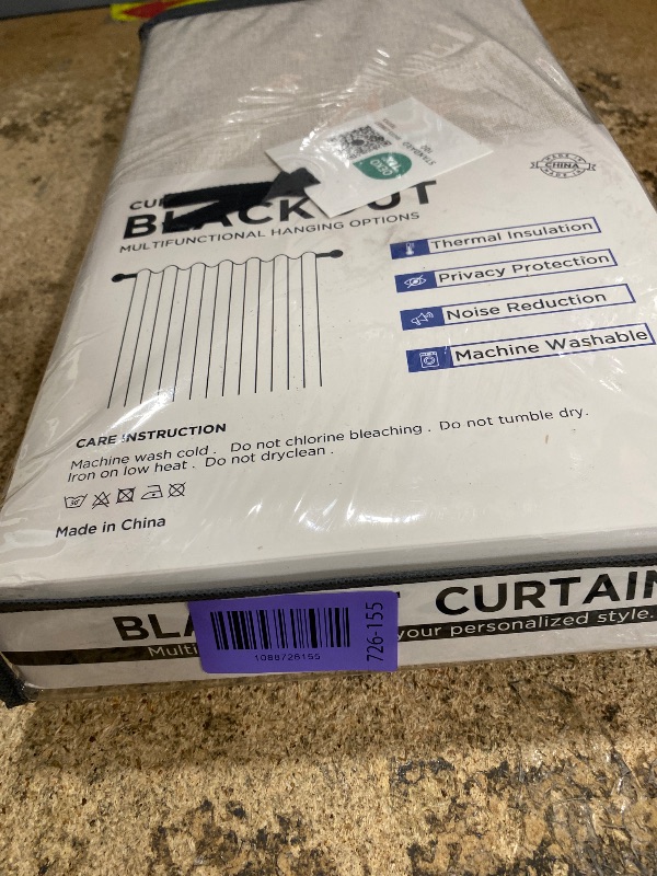 View 2 of 100% Blackout Shield Linen Curtains - 50"W x 90"L, Cream (2 Pack)