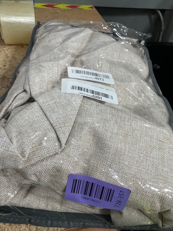View 2 of 100% Blackout Linen Look Curtains - Cream (2 Panels, 50" x 120")